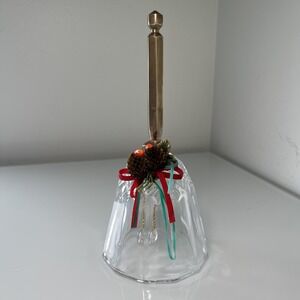 VTG 1988 Lead Crystal Bell | Brass Handle 7 inch Orig Label | Christmas Holidays